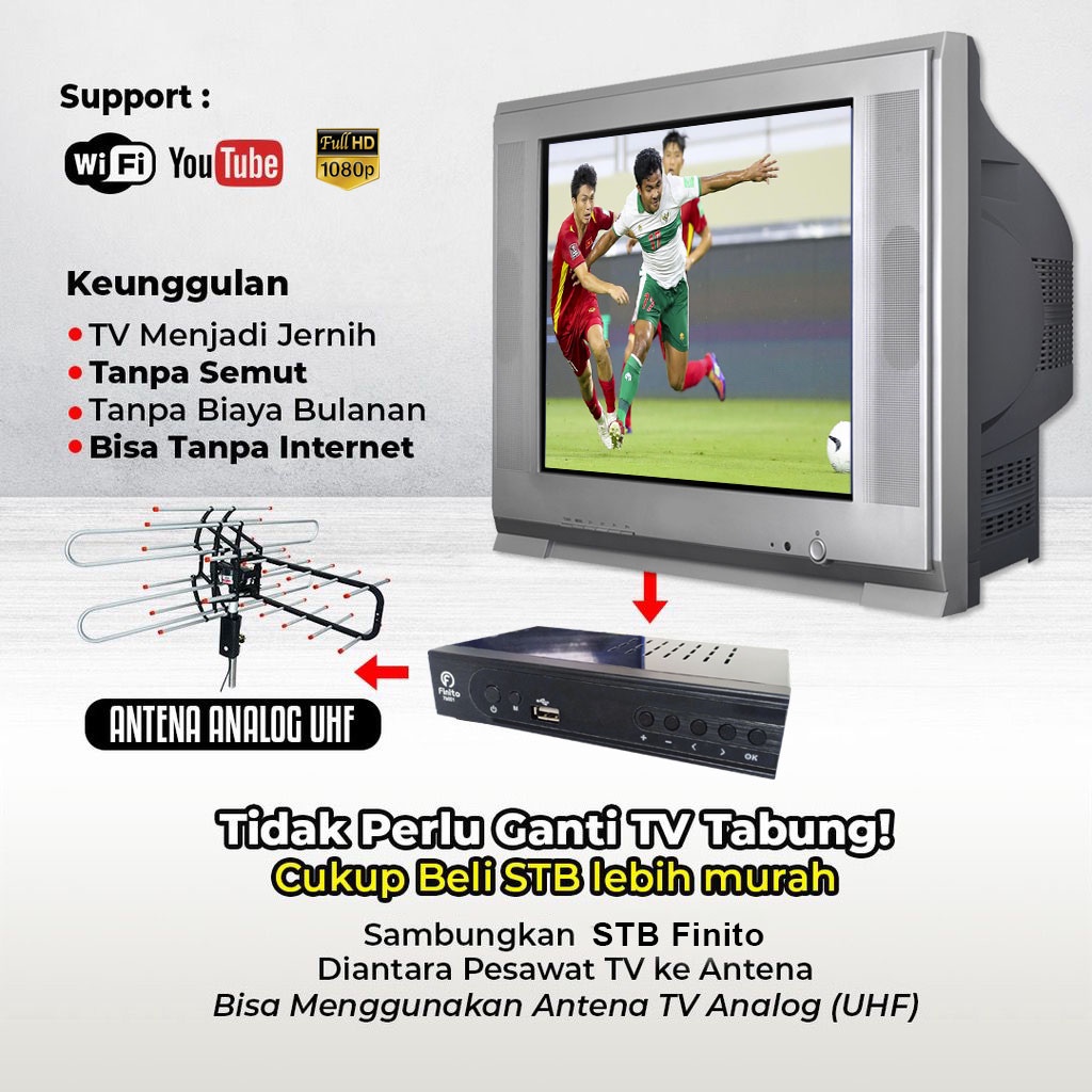 Set Top Box Digital Finito Plat Besi Anti Panas, Bisa Youtube Sudah Sertifikat KOMINFO Dan Sudah SNI, Gambar FULL HD BERGARANSI