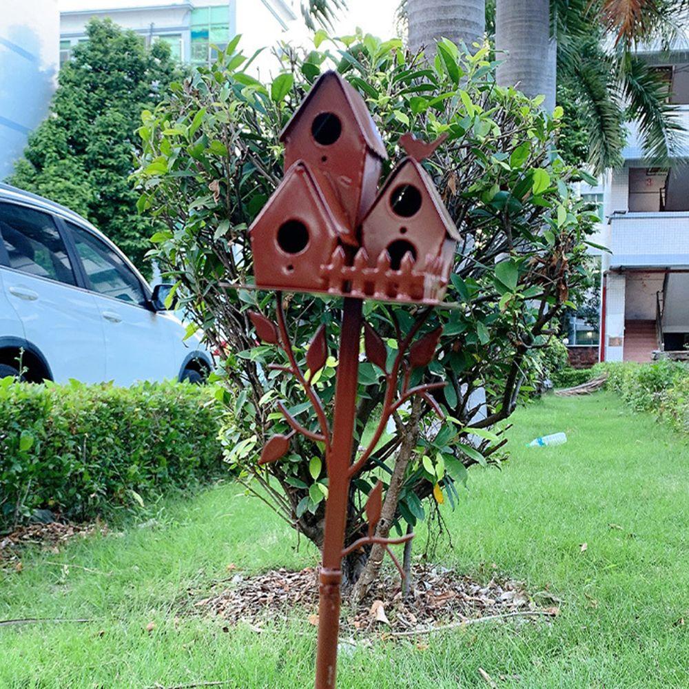 Solighter Garden Stake Birdhouse Garden Decor Dekorasi Rumah Dengan Batang Birdhouse Feeder Pasak Taman Indah