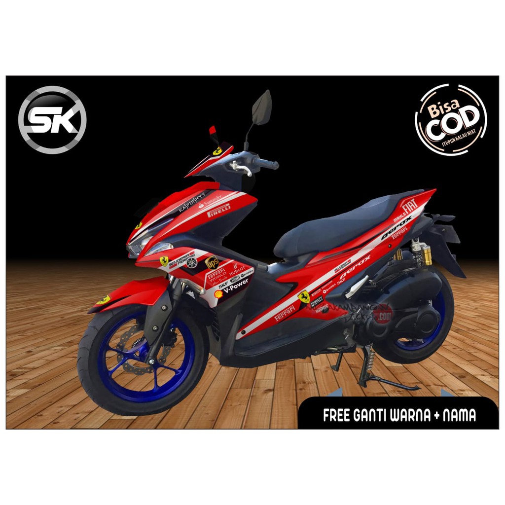 Sticker decal full body Yamaha Aerox Merah Hitam Ferrari
