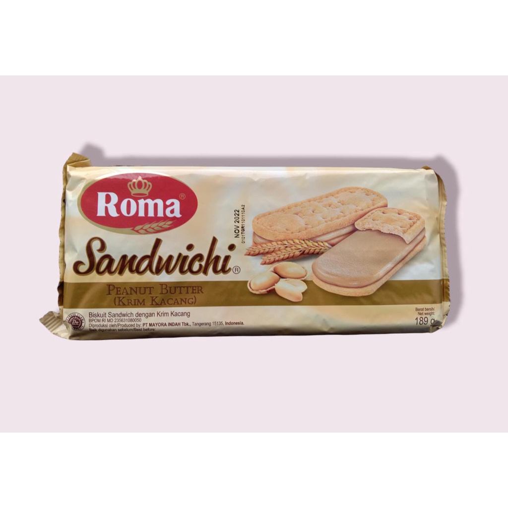 

ROMA SANDWICH PEANUT BUTTER 189 GR / BISKUIT SANDWICH DENGAN KRIM KACANG