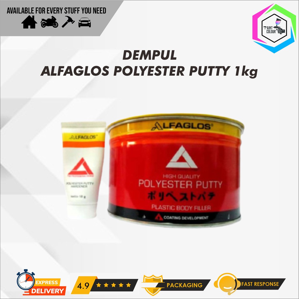 Dempul AlfaGlos 1 kg Mobil/Motor/Besi/Kayu