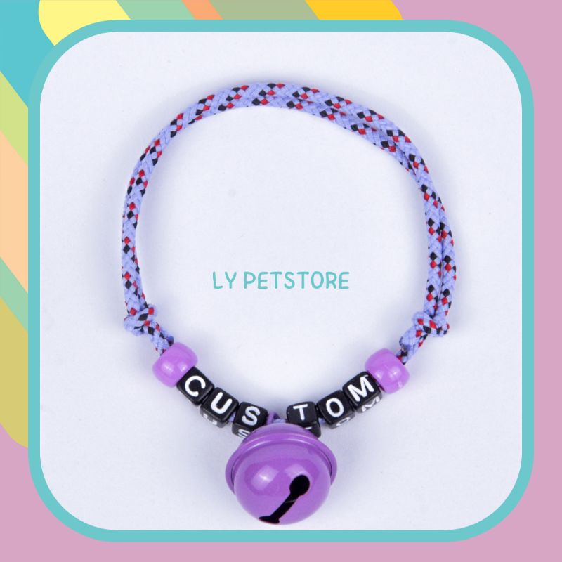 LY PETSTORE | Kalung Kucing Request Nama Tali Prusik Lonceng Jumbo Ufo 22mm