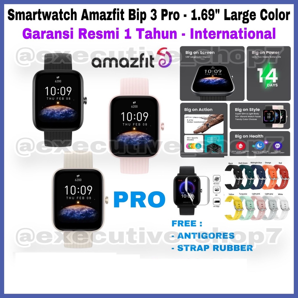 Smartwatch Amazfit Bip 3 Pro - 1.69