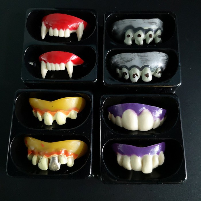 FATH fake teeth sepasang zombie vampire dracula halloween party pesta - Merah