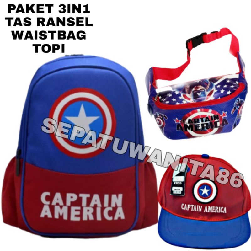 Tas ransel anak karakter gratis waistbag topi - tas ransel anak Sekolah