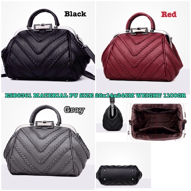 ESB8361 Tas Batam Import Hand bag Wanita Behel Kepang Round