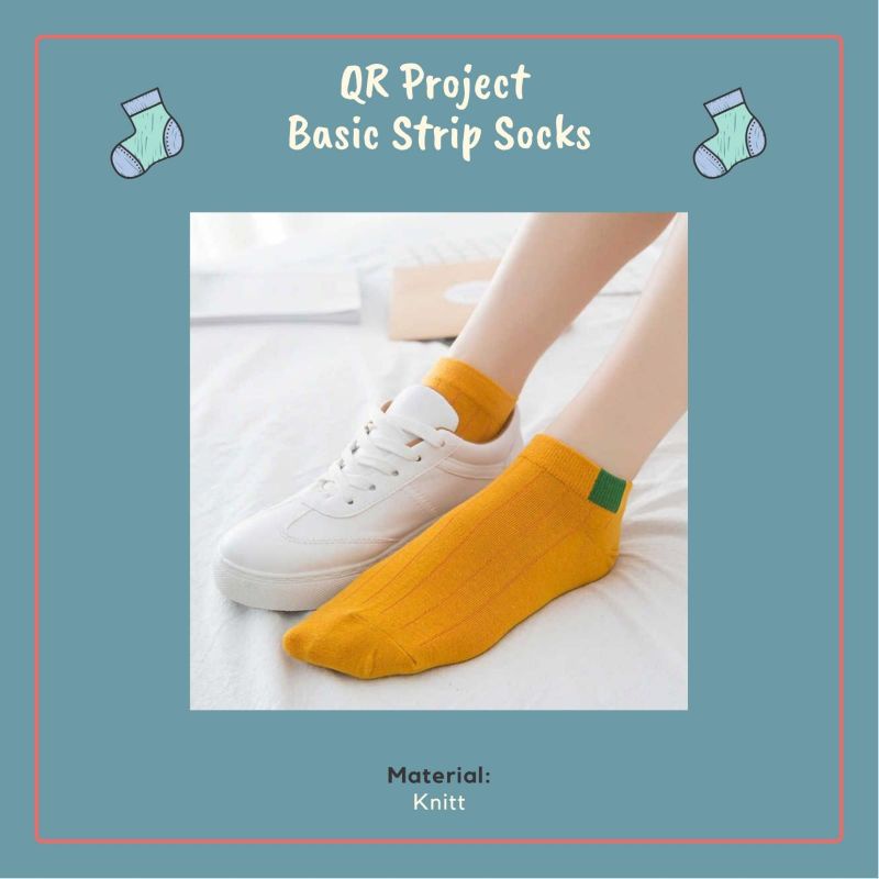 QR Project id Kaos Kaki Rajut 6 Garis Basic Knitt Strip Socks