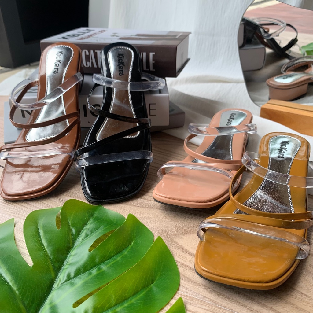 (HARGA PROMO=PACKING TANPA KARDUS) sandal cewek slop TALI TRANSPARAN 3 SENDAL WANITA hitam feminim jelly glossy termurah TERLARIS Sandal Heels Hak Tahu Wanita 3Cm Hak Chunky Wanita HEELS TAHU SLOP Hak Sandal Jelly Wanita