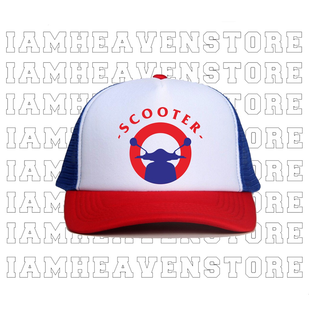 Topi Vespa Piaggio Scooter Servizio Trucker Jaring Limited Premium Pria Wanita AllSize Truckerhat Or