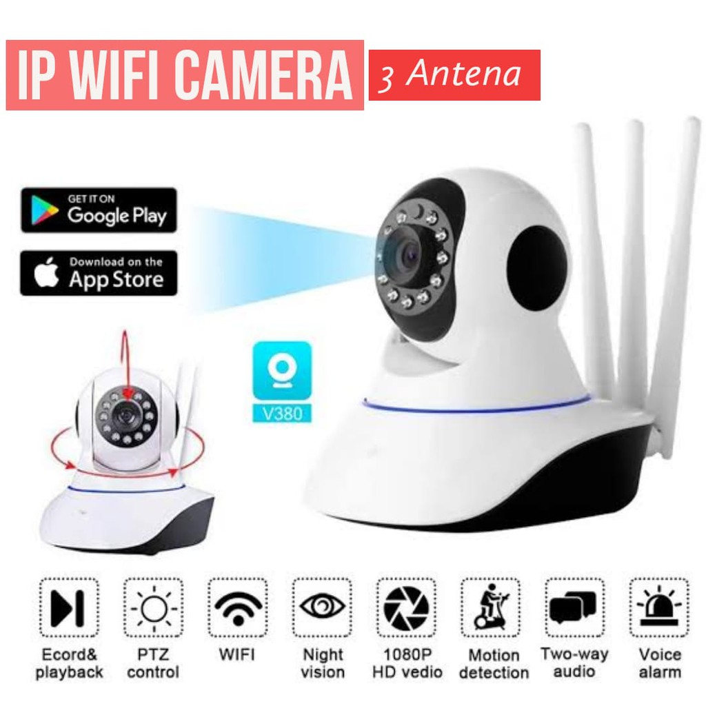 COD! Kamera CCTV IPCAM V380 Antena Wireless 1,3 MP Night Vision 1080HD/ CCTV Antena/ Wifi Smart Net