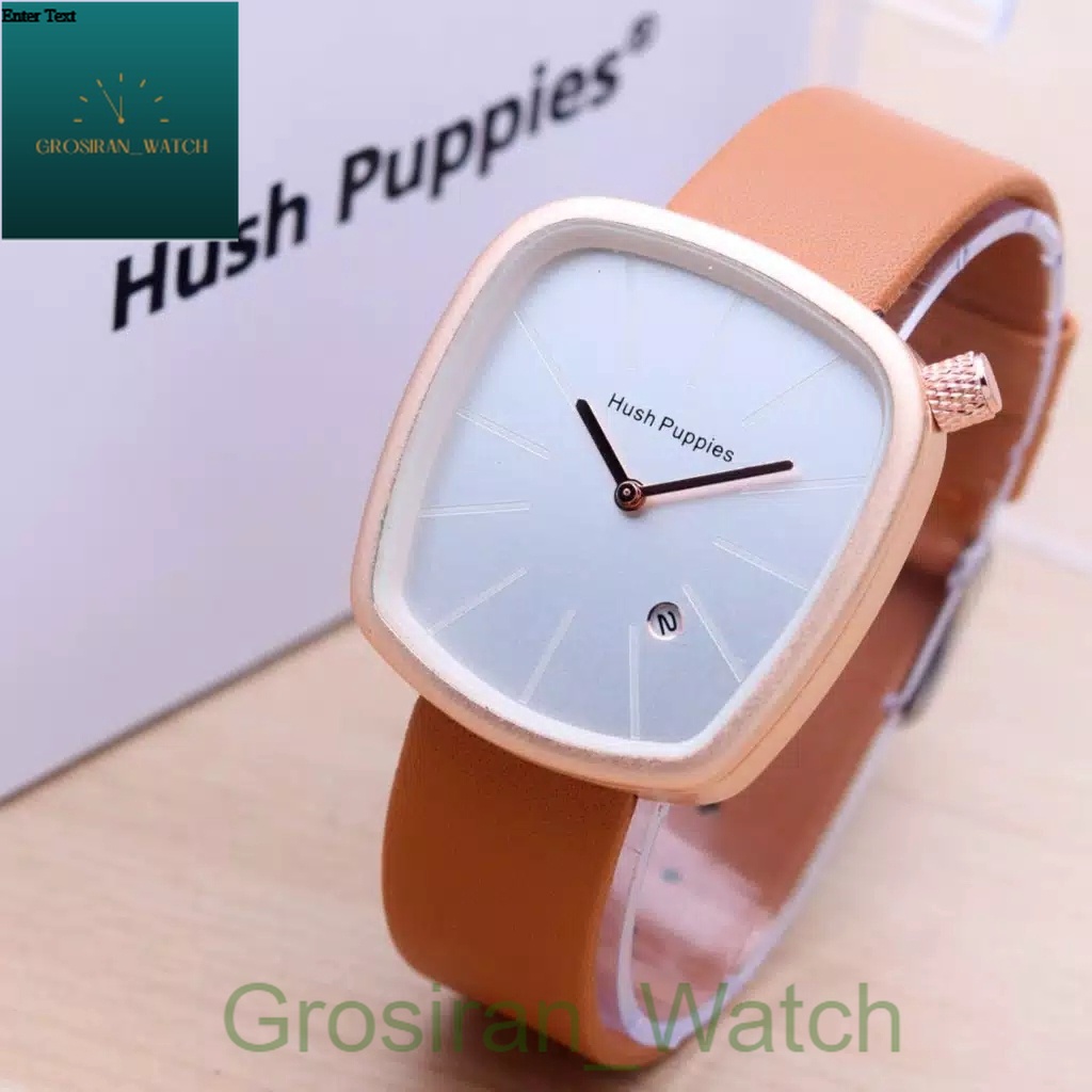 Jam Tangan Wanita Kasual Hush Puppies Kotak Tanggal Aktif HP-025 Strap Kulit [G_W]