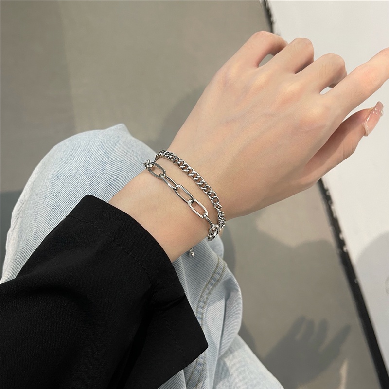 Gelang Model Lapis Ganda Gaya Hip Hop Korea Untuk Aksesoris