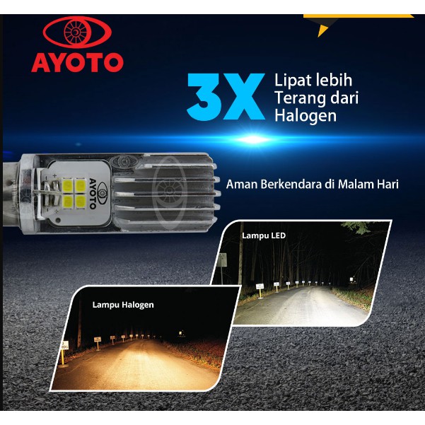 Lampu LED utama Depan Motor AC DC PNP Hi-Lo AYOTO Original Matic Bebek M2B Bergaransi Resmi