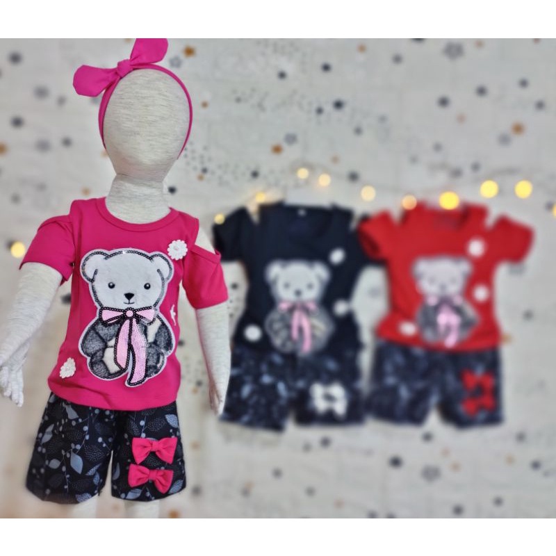 Pakaian Anak! Setelan anak Perempuan Random Motif  usia 1-5 th bahan Ducati Katun Spandek Premium