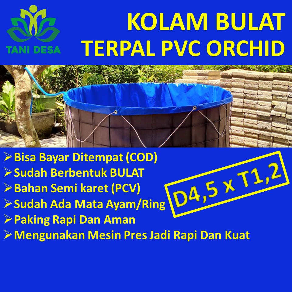 Kolam Terpal Bulat Bioflok Ukuran Diameter 4,5 m Tinggi 1,2 m, TERPAL SAJA