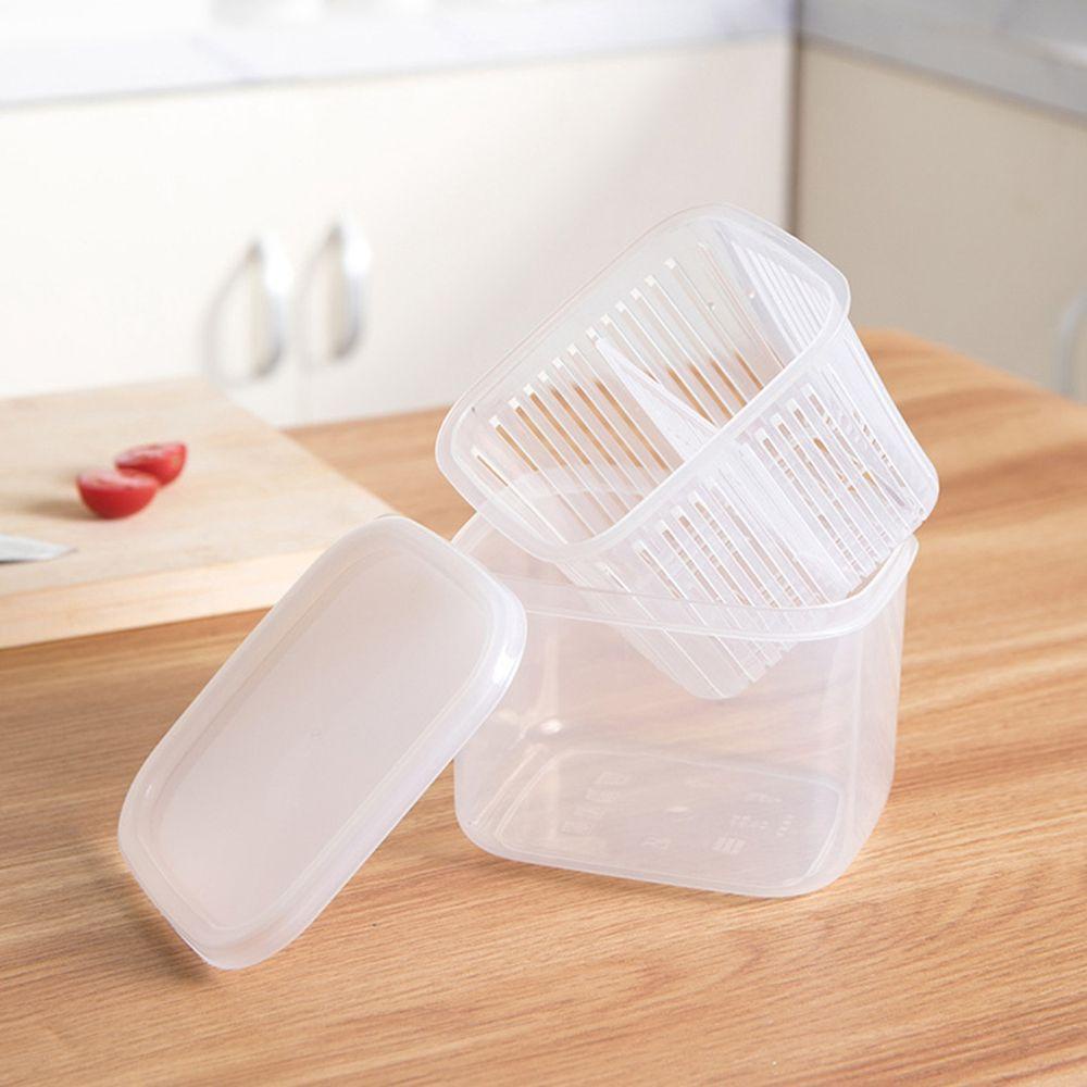 [Elegan] Fresh-keeping Box With Lid With Filter Ginger Garlic Onion Sealed Box Kotak Penyimpanan Dapur Gadget Drain Basket