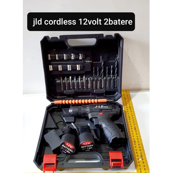 JLD 12V - Set Bor Obeng Bor Baterai 12 Volt 2 Baterai Cordlesss Drill
