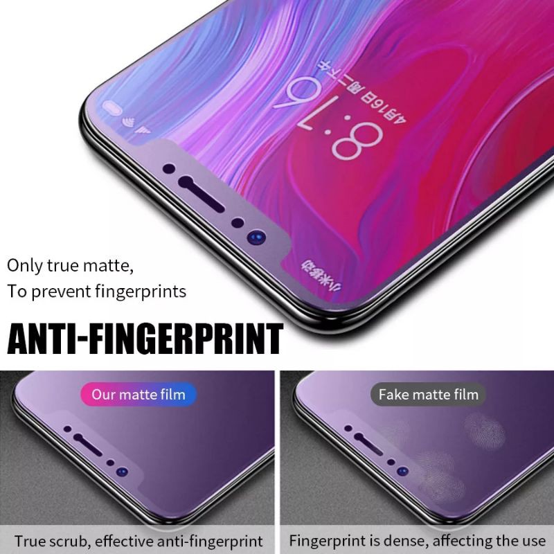 2in1- Tempered Glass Ceramic Anti Blue Matte Light Vivo Z1 Pro TG Anti Gores Radiasi Full Layar