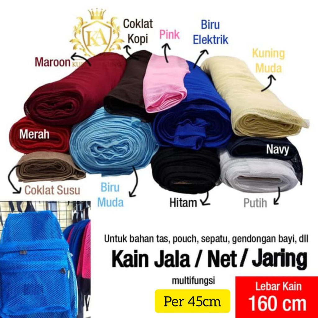 Kain Jala Net Jaring per 45cmx160cm Bahan Tas Gendongan Bayi Jaket Tebal Kualitas Premium