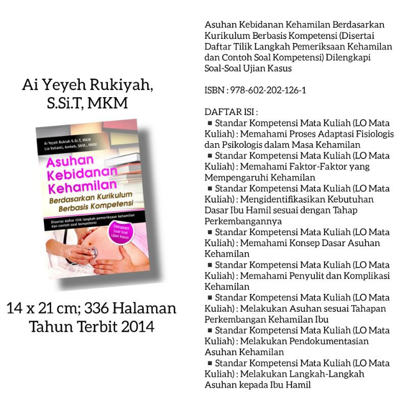 Buku Ori Tahun 2014 Buku Asuhan Kebidanan Kehamilan Kurikulum Berbasis Kompetensi Ai Yeyeh Shopee Indonesia
