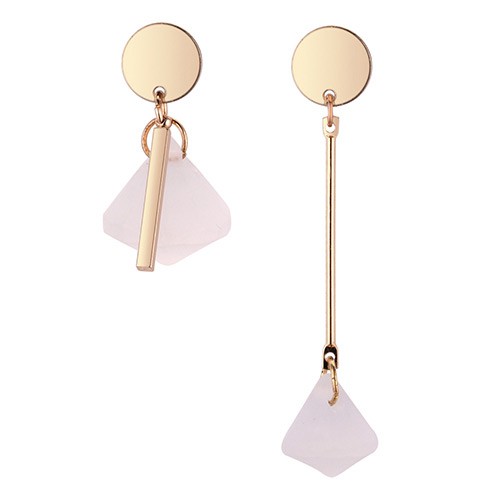 LRC Anting Tusuk Elegant Gold Color+white Geometric Shape Design