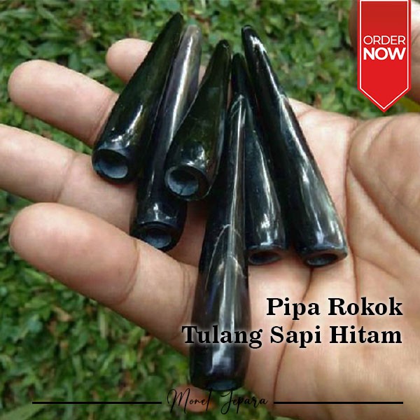 Murah Meriah Pipa Rokok Tulang Sapi Hitam Motif Retak (No Bocor)