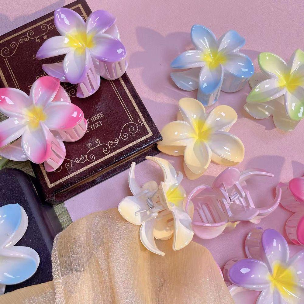 Agustin Plumeria Hair Claw Gadis Lucu Hiu Ambil Klip Perempuan Klip Rambut Akrilik Temperamen Bunga Hair Claw