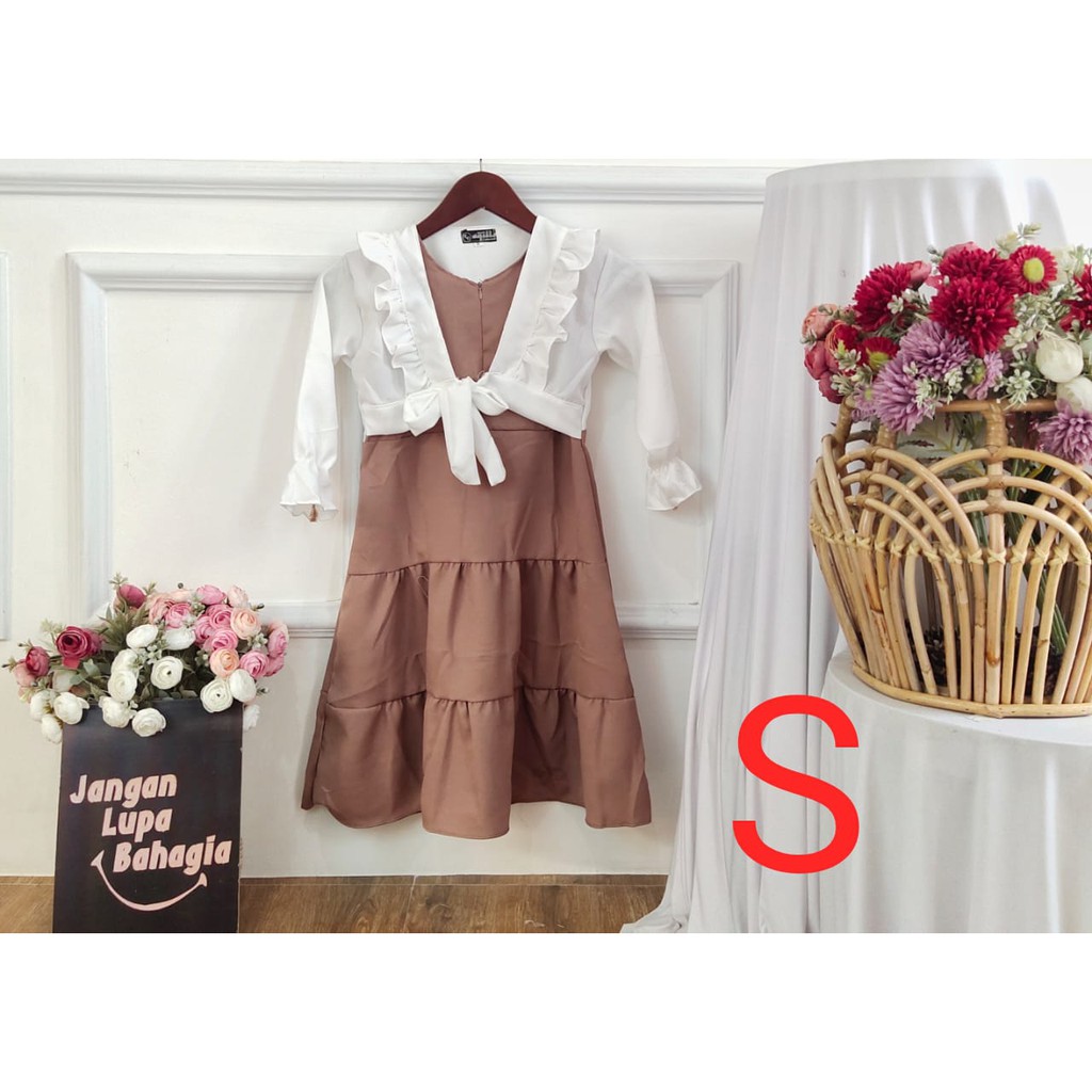 (BISA COD✔️) GAMIS IBU DAN ANAK BISA COUPLE/MODEL ROMPI POLOS/COUPLE IBU ADIK DAN KAKAK TERBARU-COKLAT S.3-4TH