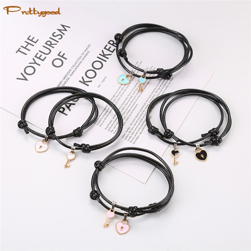 2Pcs / A Pasang Gelang Pasangan Gelang couple Kunci Cinta -PD