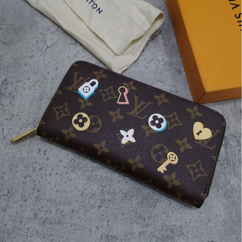 Dompet Louis Vuitton LV Love Rock Lock Monogram Canvas Zippy Wallet ORIGINAL M64116 ritsleting