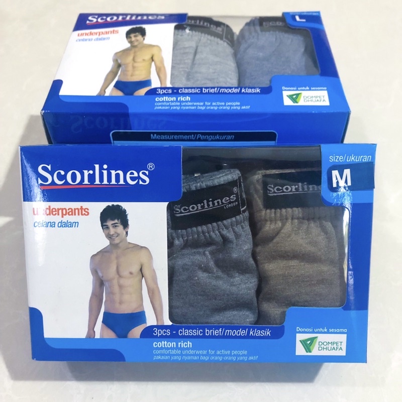 [BELI 1 GRATIS 1] 3 pcs Scorlines Underpants Celana Dalam CD Pria