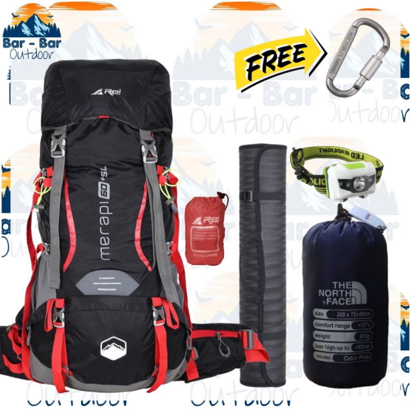 Paket Murah Peralatan Gunung Tas Gunung Tas Outdoor Carrier Arei Rei Merapi 60+5L