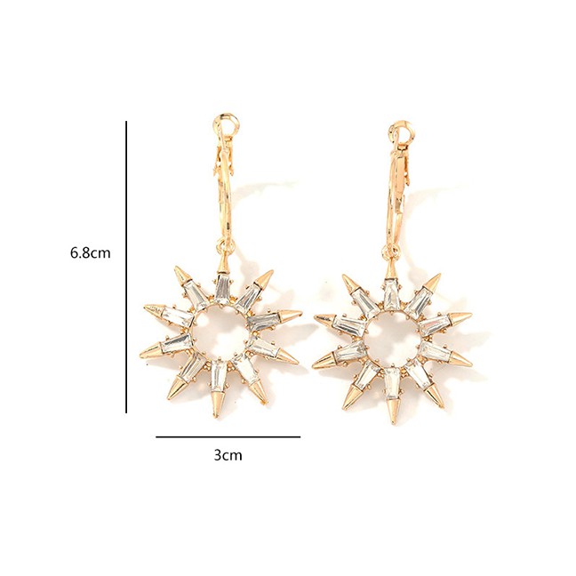 LRC Anting Tusuk Fashion Gold Artificial Crystal Ray Earrings D41497