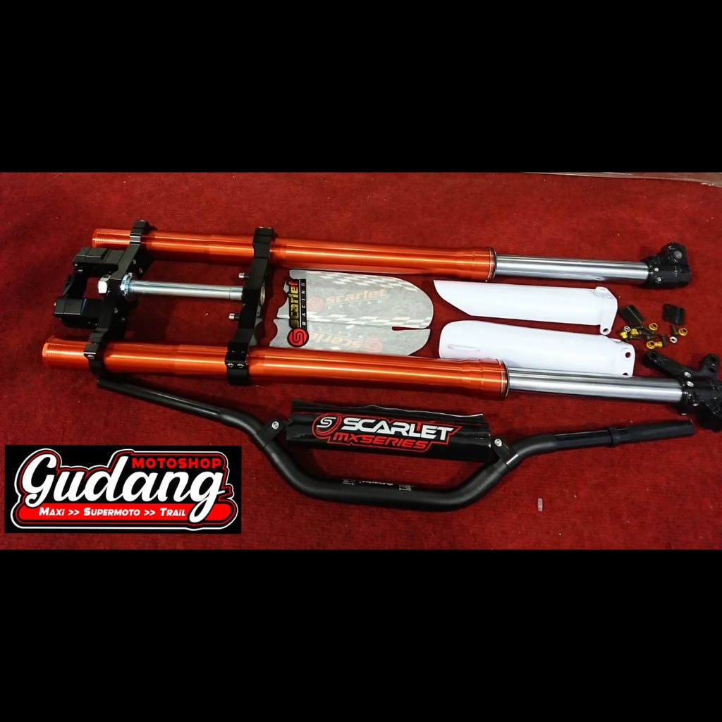 Shock Depan Upsidedown USD Double Adjuster KLX CRF 150L Full Cnc Plus Stang SCARLET MX Series