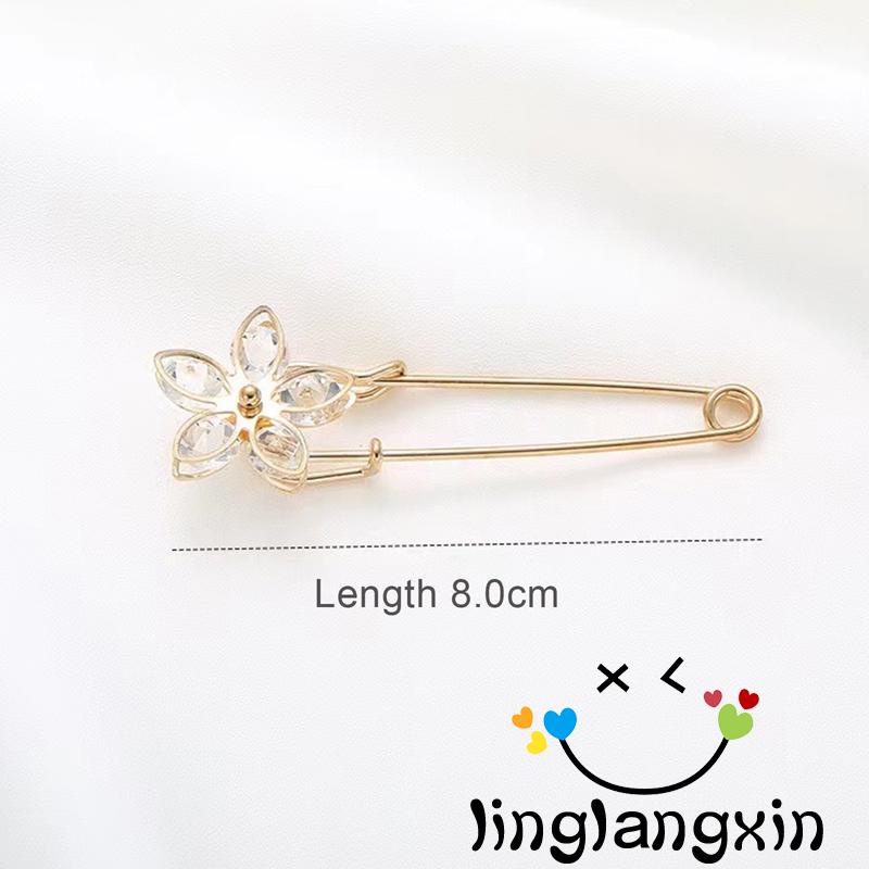 LLX-Women Brooch with Pearl Decoration, Safety Pin Decoration Sweater Shawl Clip Clothing Accessory