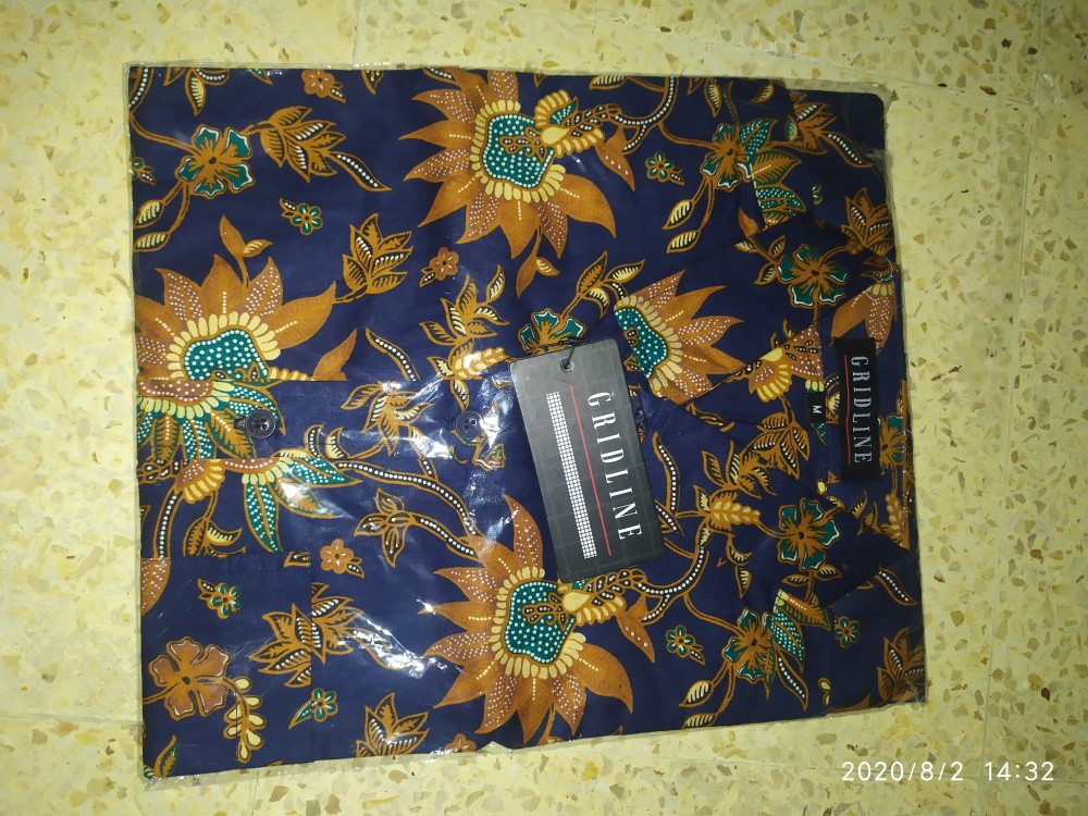 [gridline - R099 Red - R020 Brown] Kemeja Batik Pria Katun Lengan Pendek Regular