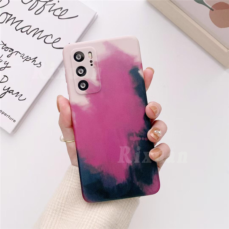 Watercolor Liquid Silicone Case For Samsung Galaxy A12 A11 A10 A10S A20 A30 A50 A50S A30S A51 A71 Gradient Camera Protection Cover IYA