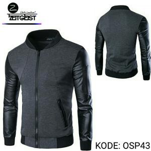 Dijual jaket kulit semi variasi kain plis Berkualitas