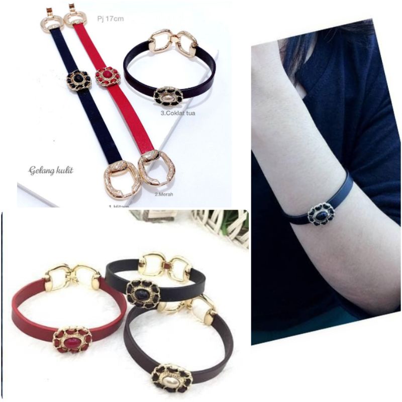 PROMO Gelang tangan kulit import /gelang Tangan Wanita branded Band bahan kulit Gt05