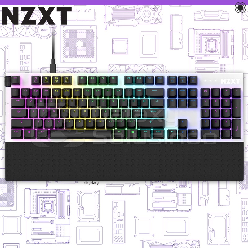 NZXT Function White Full Size Mechanical Gaming Keyboard - Gateron Red Switch