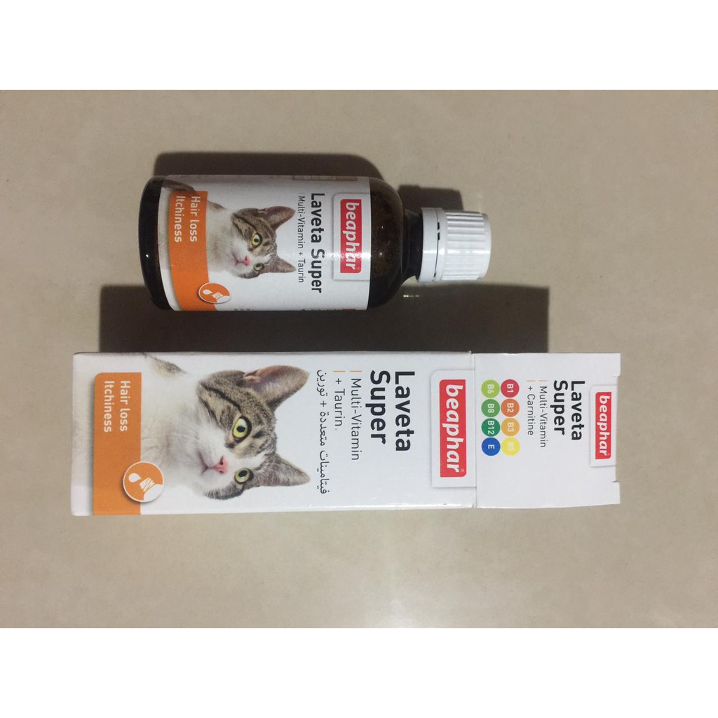 Beaphar Laveta Super Multi-Vitamin+ Taurin Cat 50ml Utk Kulit Sensitif, Vit Bulu &amp; Kulit, Jantung