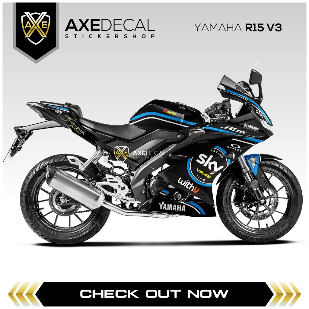 Decal Striping Yamaha R15 V3 sky / Sticker Motor r15 Livery Sky Motor GP / Stock Decals r15 v3