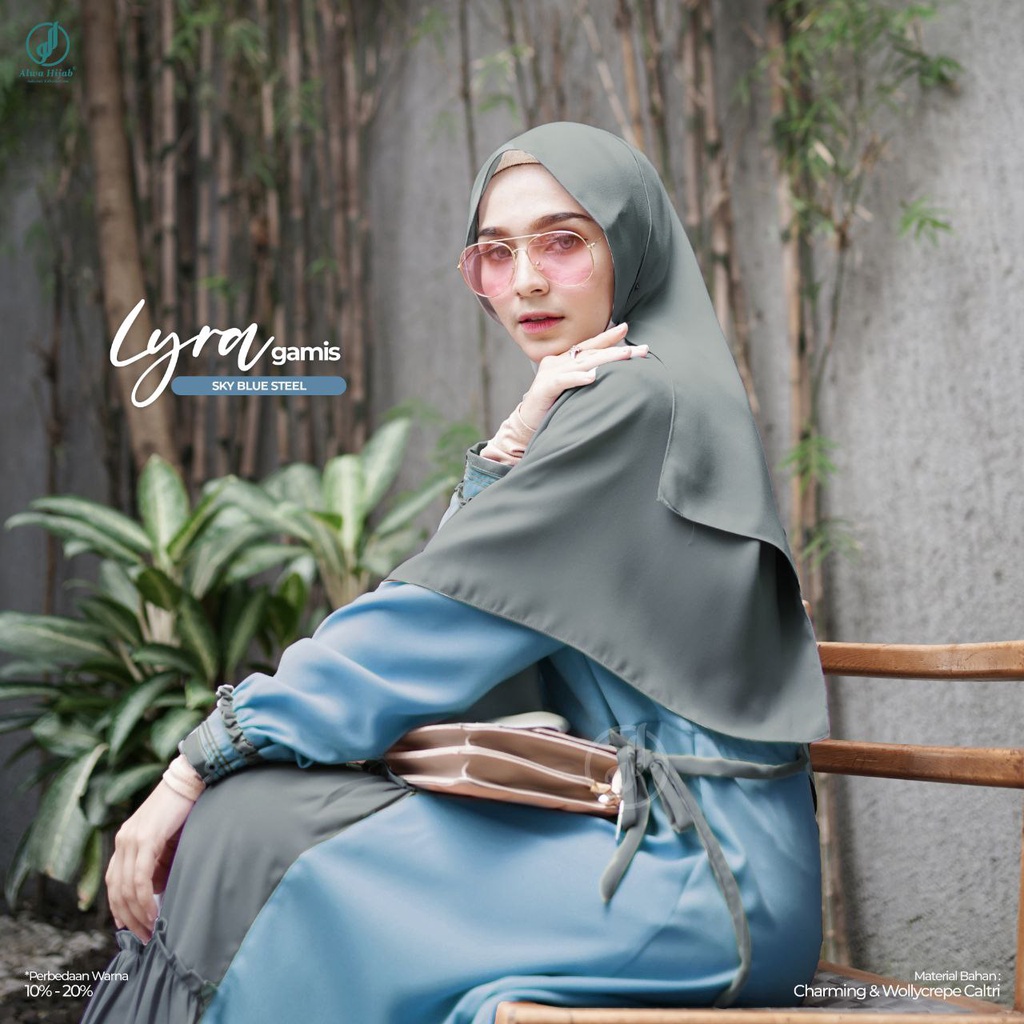 Gamis LYRA By Alwa Hijab Terbaru  | Sky Blue Steel | Dress Saja | Gamis Remaja Viral Terbaru 2021