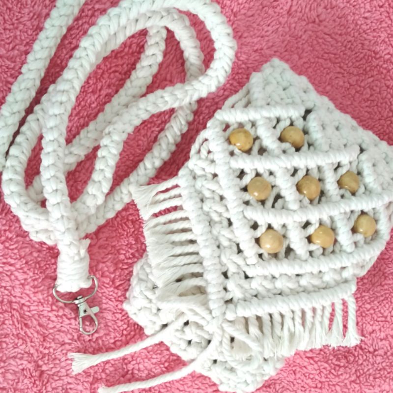 Tas selempang /Pouch hp macrame ribbon (BUKAN CROCHET, BUKAN TALIKUR)