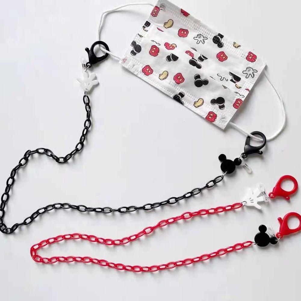 Agustinina Rantai Kacamata Hitam Akrilik Hadiah Kartun Mickey Mouse Kacamata Busur Masker Lanyard