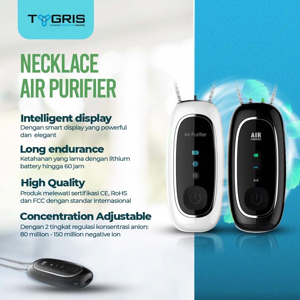 AIR PURIFIER PORTABLE NECKLACE TYGRIS PERSONAL IONIZER AIR FRESHENER