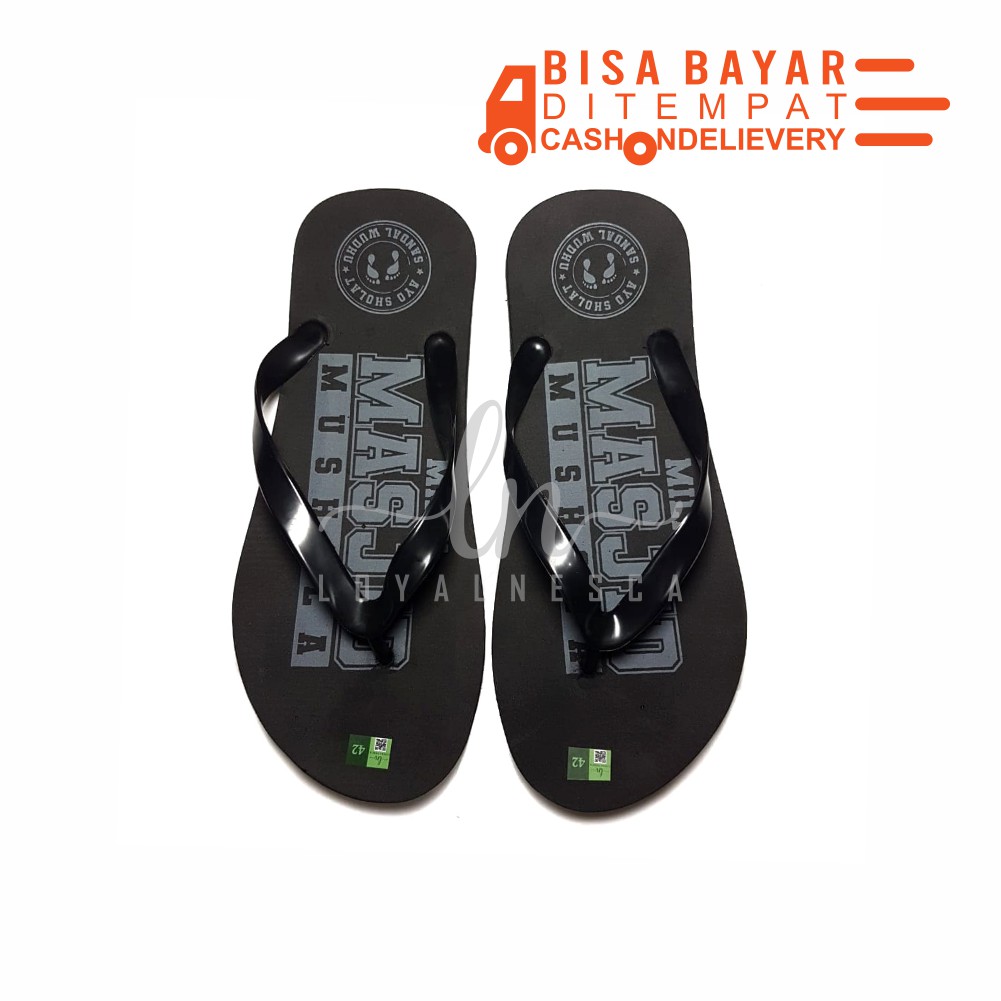 [BEBAS PILIH SIZE] SANDAL WUDHU MASJID MUSHOLLA KANTOR UNTUK WAKAF SEDEKAH INFAQ DI  MESJID MUSHOLA-Hitam
