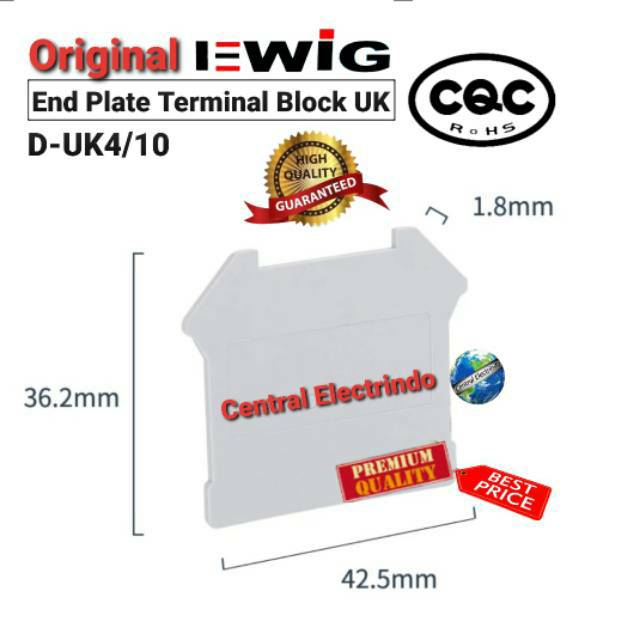 End Plate Terminal Block Din Rail EWIG Type D-UK4/10.