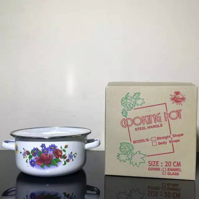 PANCI MASAK ENAMEL + TUTUP 20 CM (FREE GIFT)