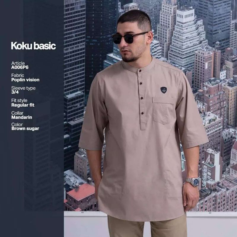 Samase Koku Basic Koko Kurta  A 006 P - Brown Sugar - Poplin - Lengan 3/4